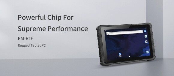 Emdoor EM-R16 rugged tablet in industrial outdoor environment