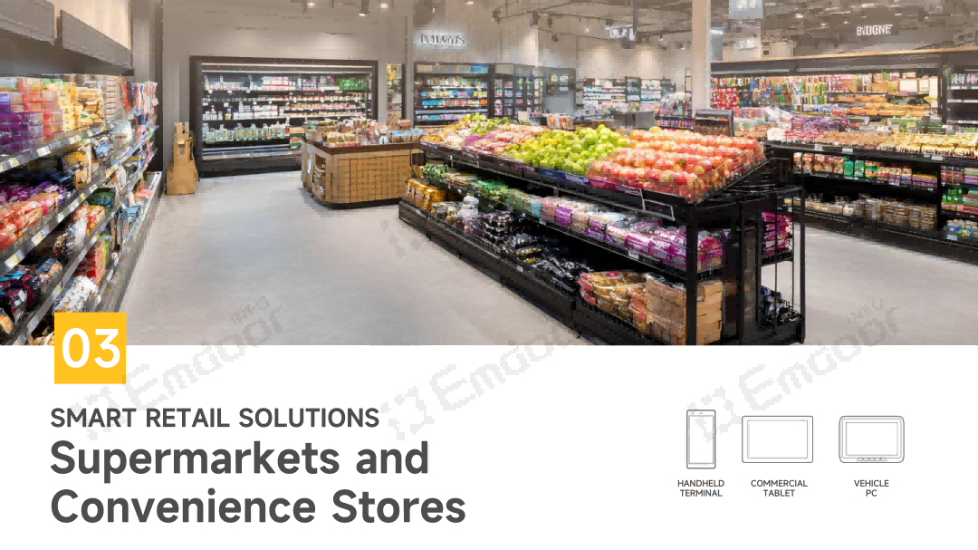Emdoor Information presents a comprehensive Smart Retail Solution tailored for the high-frequency, high-complexity environments of supermarkets and convenience stores