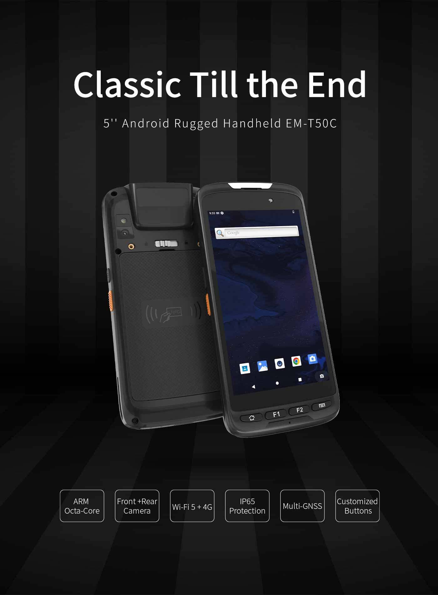 Classic Till the End 5''Android Rugged Handheld EM-T50C
