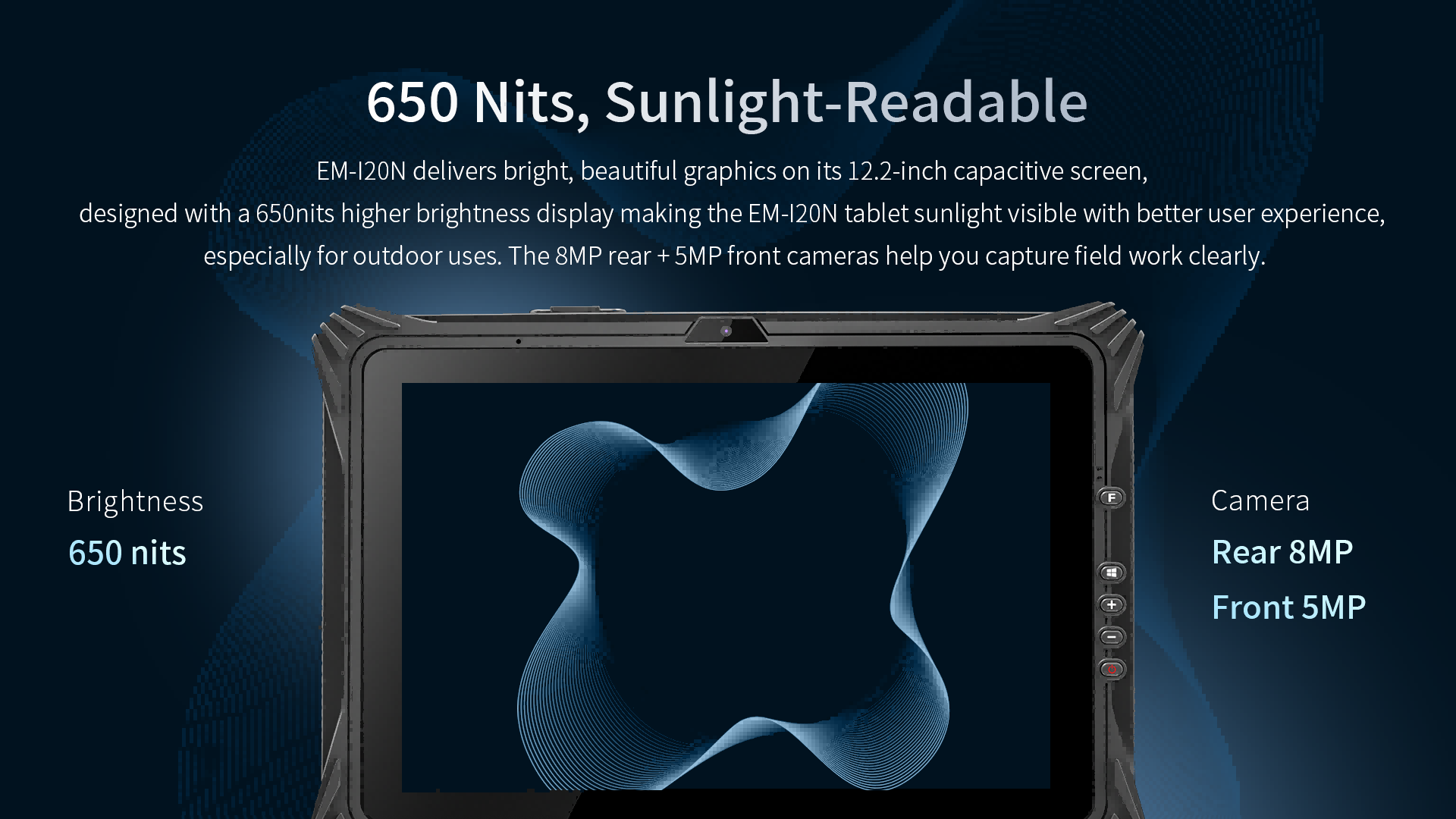 EM-120N delivers bright, beautiful graphics on its 12.2-inch capacitive screen,