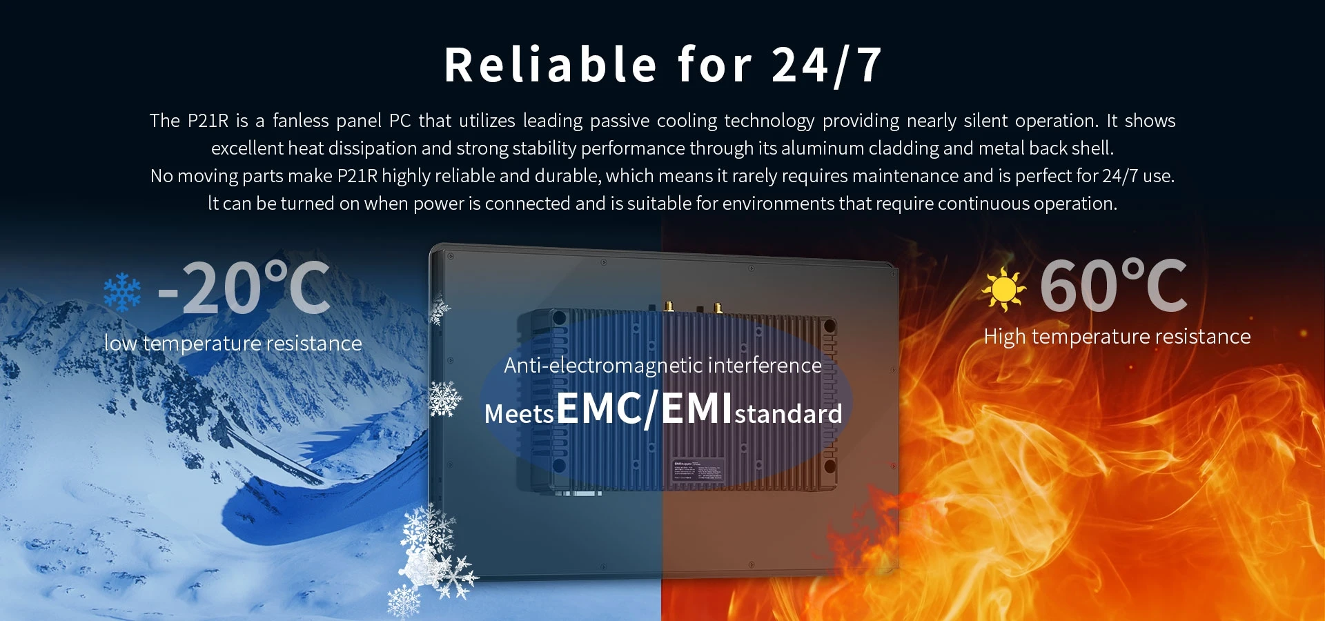 The P21R is a fanless panel PC that utilizes leading passive cooling technology providing nearly silent operation.