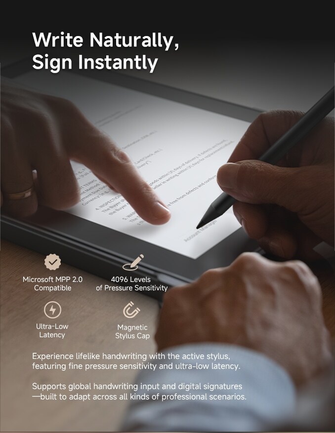 EM-IS19J rugged Windows tablet with stylus support for handwriting and signature capture mobile view