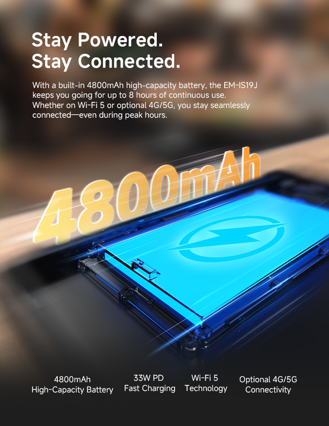 EM-IS19J rugged tablet battery performance and wireless connectivity mobile view
