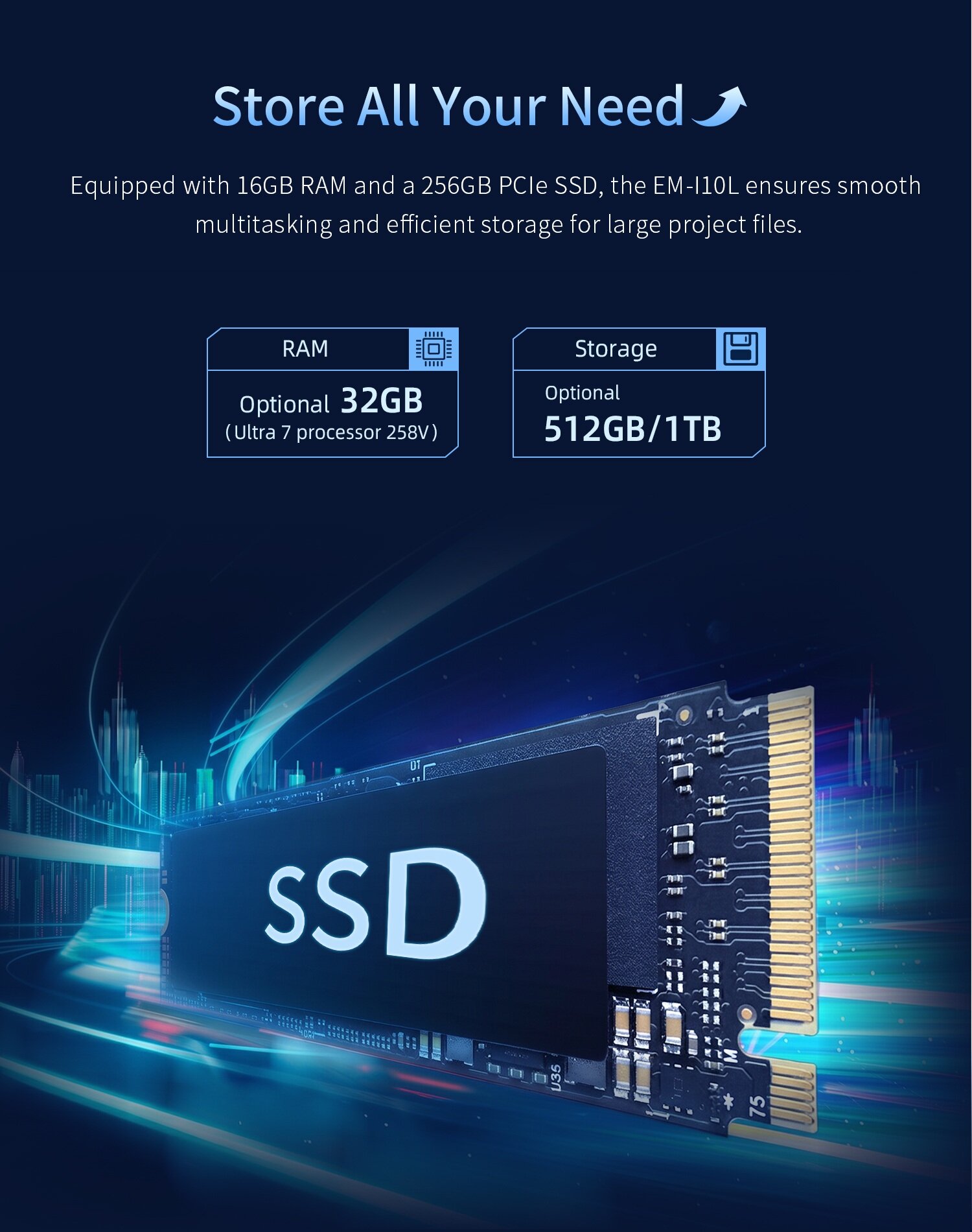 EM-I10L rugged Windows tablet with RAM and PCIe SSD storage for industrial field applications