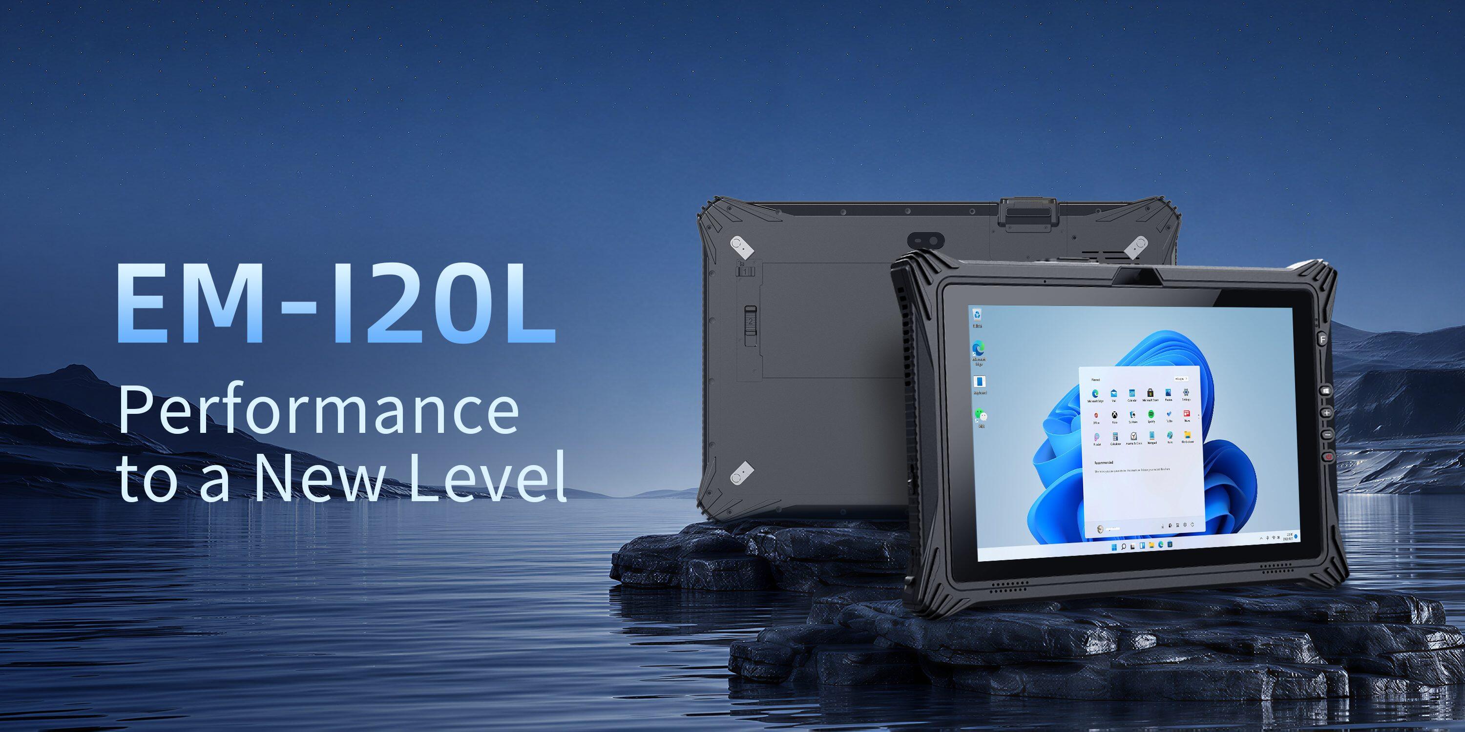 EM-I20L Rugged AI Tablet with Intel Core Ultra 5 and Windows 11 Pro for industrial field applications
