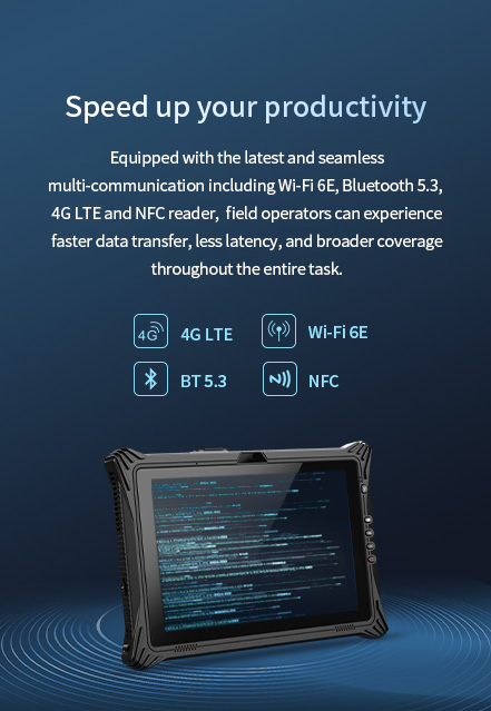EM-I10A Rugged Tablet Advanced Wi-Fi 6E and 4G Connectivity