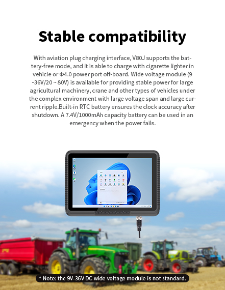 V80J Vehicle Tablet Power Supply and Wide Voltage Support