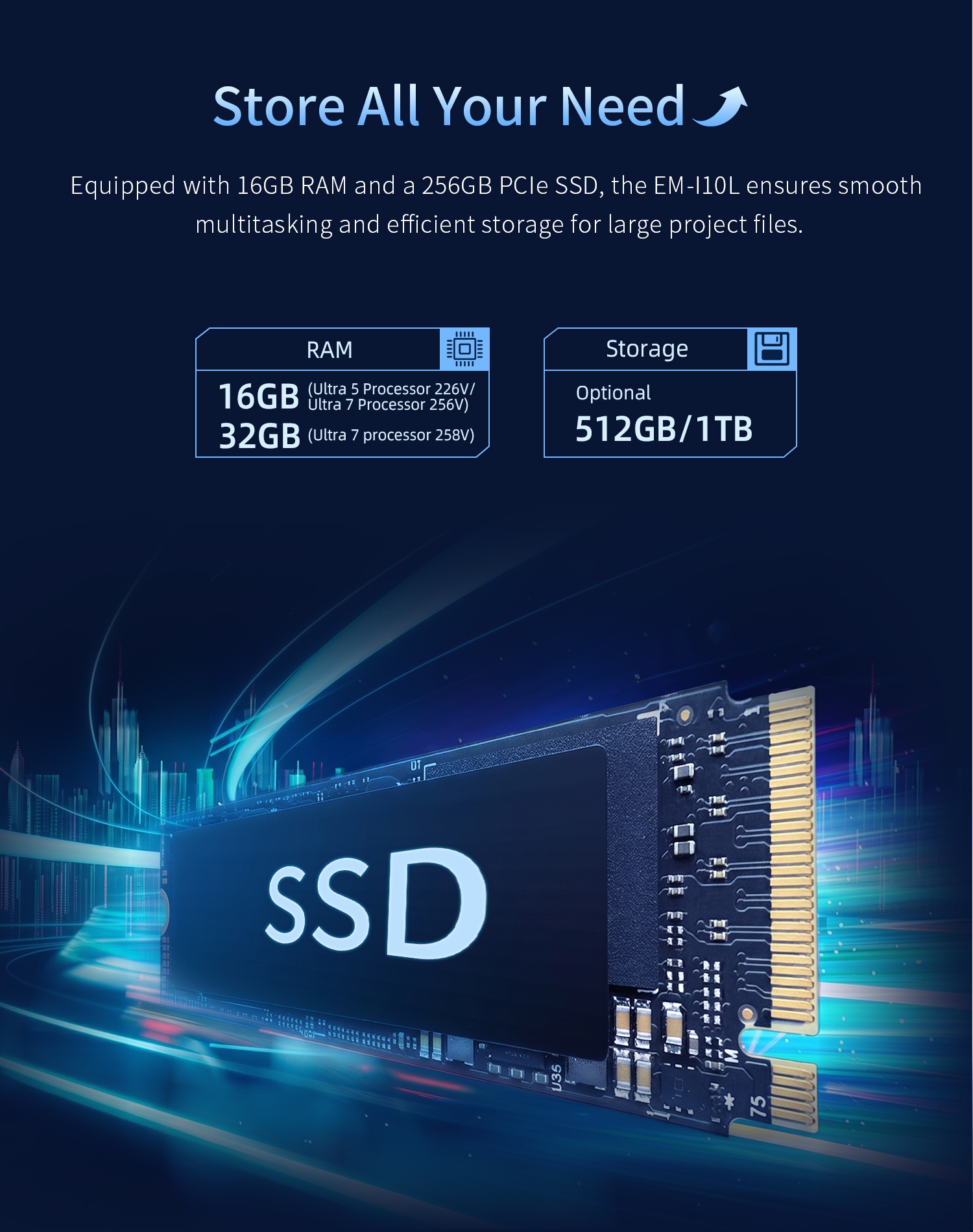EM-I10L rugged Windows tablet with RAM and PCIe SSD storage for industrial field applications