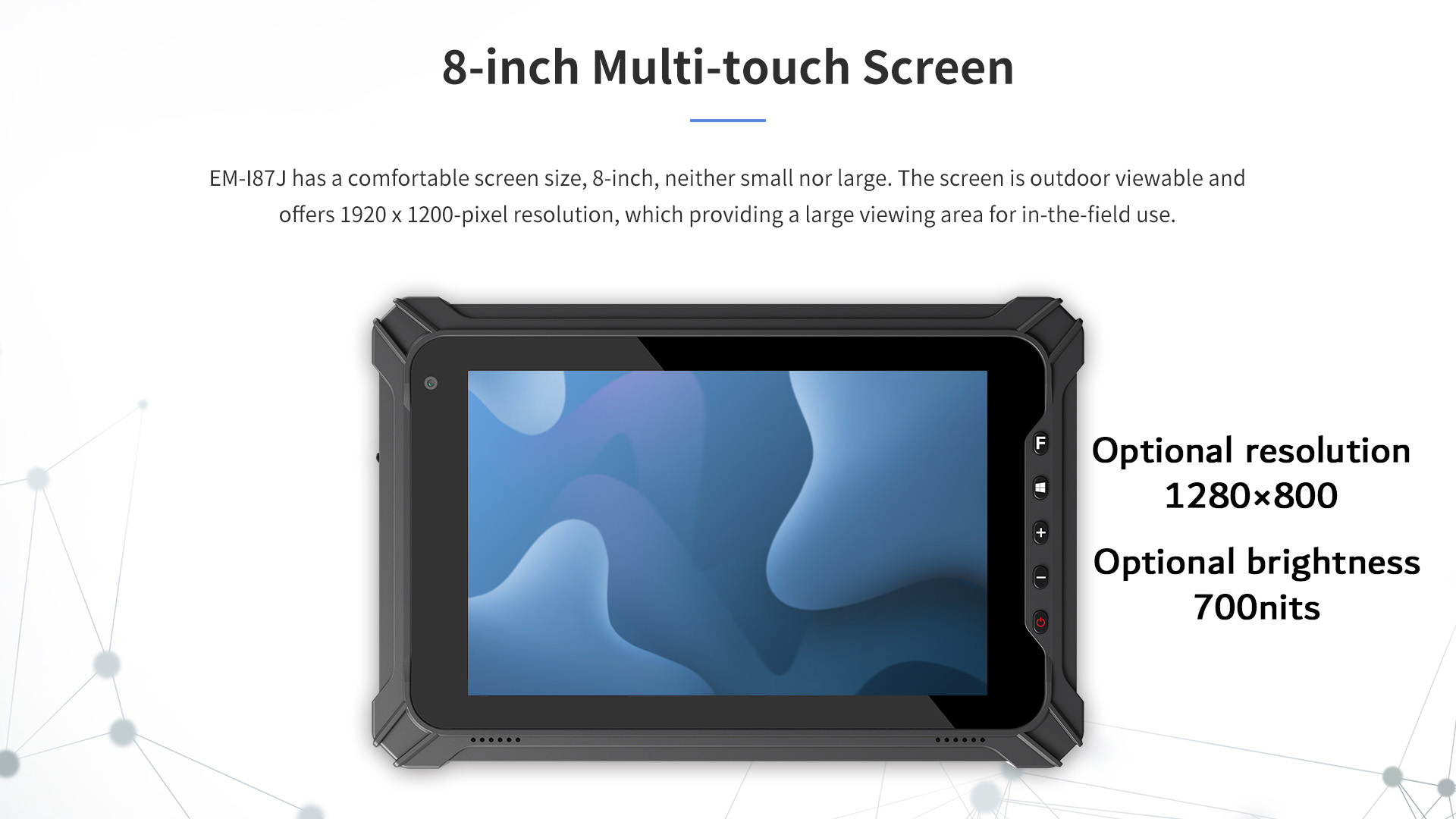 EM-I87J Linux Rugged Tablet 8-inch High Resolution Display