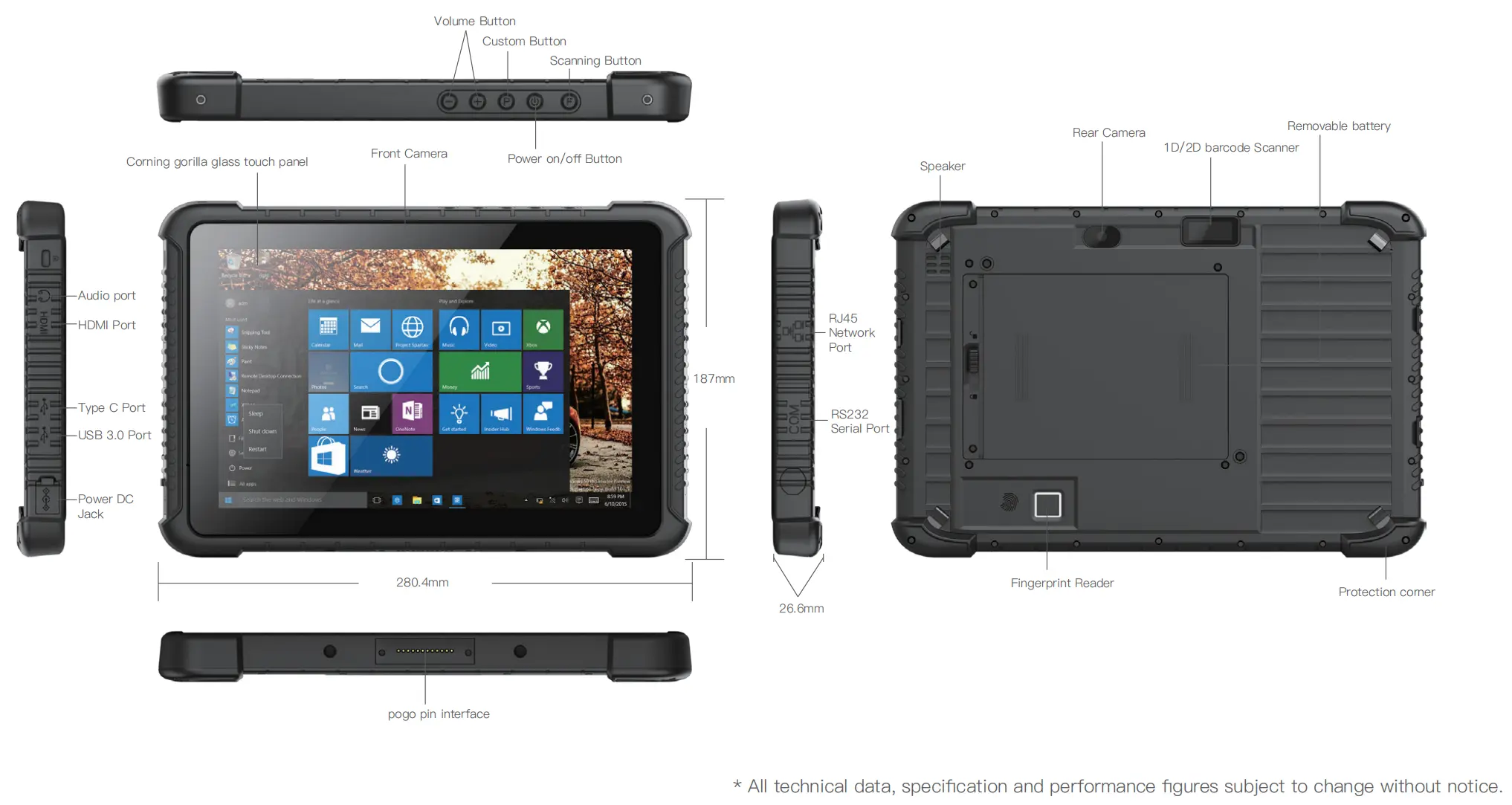 10.1'' Intel Tablet EM-I16J Rugged PC