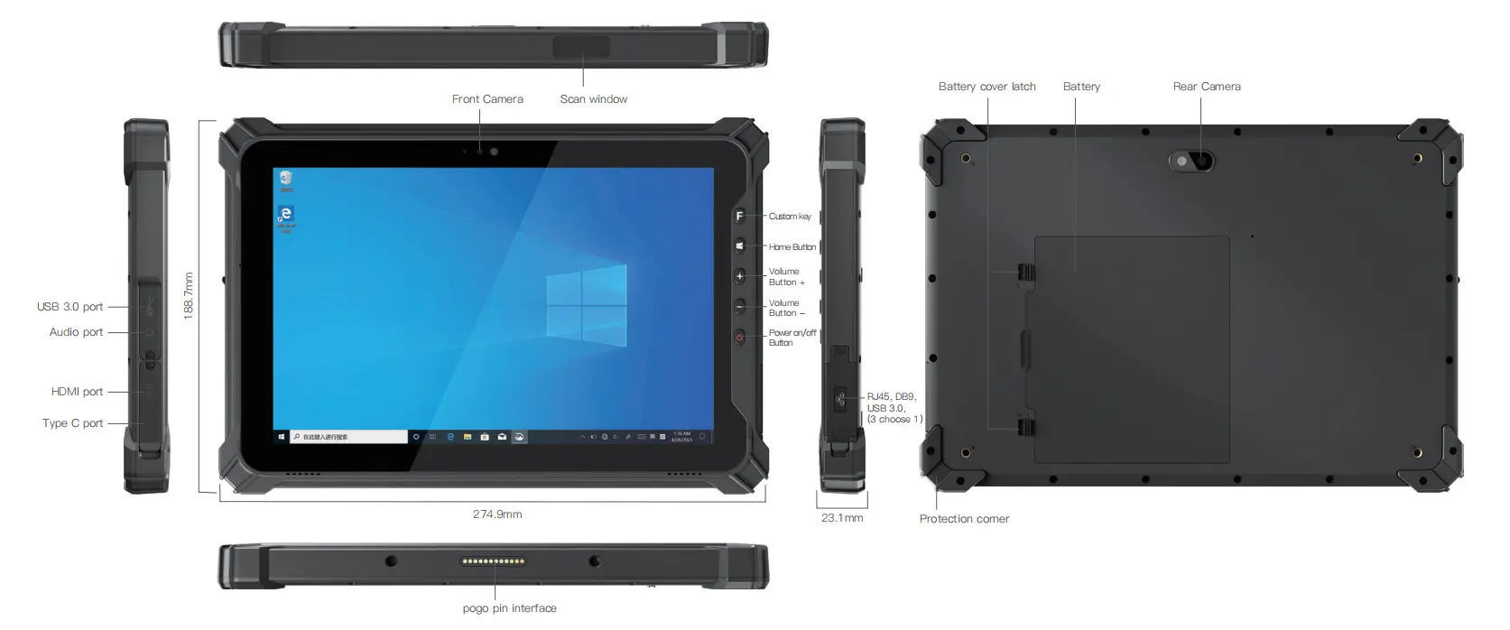 Unitech TB170 Series - 10.1 Inch Windows 11 Rugged Tablet – Borealtech